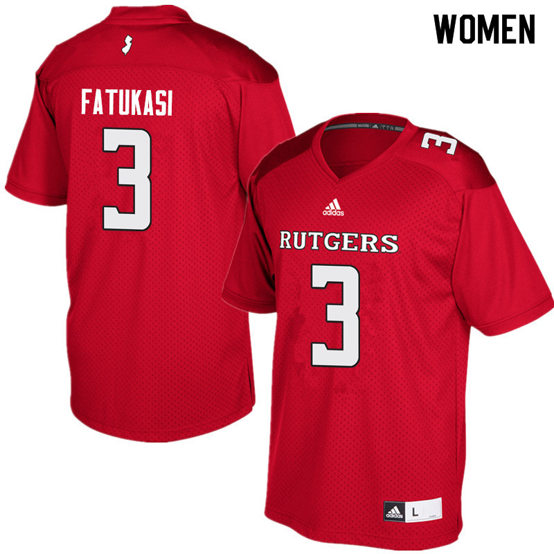 Women #3 Olakunle Fatukasi Rutgers Scarlet Knights College Football Jerseys Sale-Red